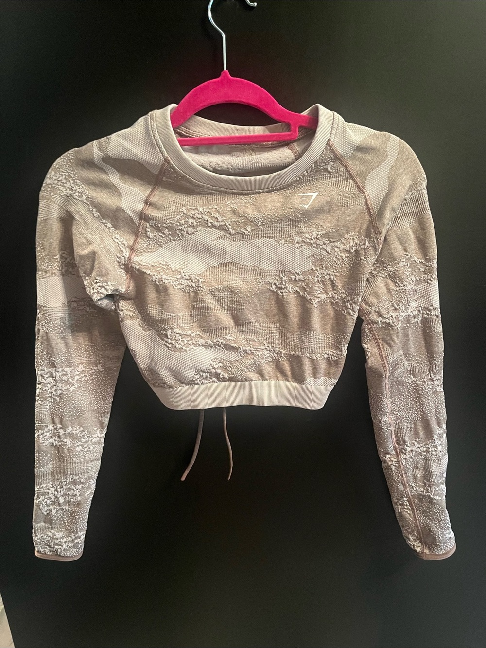 Gymshark Light Beige Seamless Textured Long Sleeve Crop Top